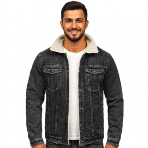 Men's <b>Denim</b> <b>Jackets</b> <b>Custom</b> Made Factory Rate Adjustable Wholesale Top Style Latest Best Fashion Stand Collar for Winter - Product Image 1