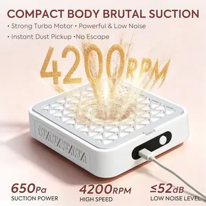 4200RPM Nail <b>Vacuum</b> <b>Cleaner</b> Portable <b>Mini</b> Nail Dust Collector With Rhinestone and 10PCS Filter Cotton - Product Image 3