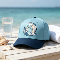 Gorra de Béisbol Unisex Juvenil de Algodón de Seis Paneles con Bordado Personalizado de Dos Tonos, Estilo Náutico, para Vacaciones Costeras