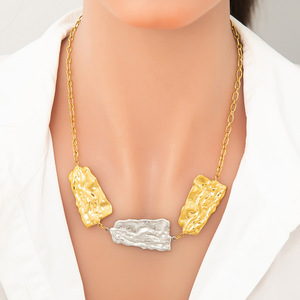 Collier en acier inoxydable, design floral or et argent, chaîne de clavicule, bijoux de mode pour femmes - Product Image 3