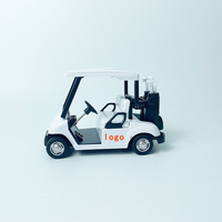 Modèle de voiturette de golf en métal moulé sous pression à l'échelle 1:20 avec logo personnalisé, jouet de simulation en alliage à rétrofriction, emballage en boîte vitrée pour tous les âges
