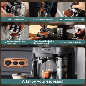 Kit de 7 Accesorios para Espresso con Tamper, Herramienta WDT, Distribuidor, Estación de Apisonamiento, Embudo Dosificador, Cepillo y Filtro de Puck para Cafetería en Casa - Product Image 2