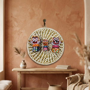 Panier en herbe tressé à la main avec garniture et poignée festives, écologique et élégant pour le rangement - Product Image 4