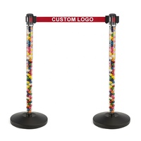 Barrière de poteau de ceinture rétractable en plastique Transparent à lumière LED poteaux de trafic clairs pour la gestion de la file d'attente de contrôle des foules