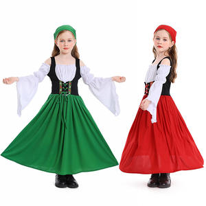 Costume de Jeune Fille de <span class=keywords><strong>Ferme</strong></span> <span class=keywords><strong>Médiévale</strong></span> pour Enfants - Jupe Longue Bavaroise avec Tablier et Chemise pour Jeu de Rôle - Product Image 3