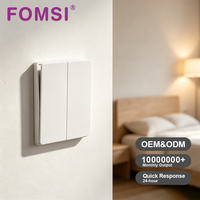Interrupteurs muraux électriques FOMSI, norme britannique, noir, blanc, or, gris, finition Skin-touch, sans bordure, 2 gangues, 1 voie, interrupteur d'éclairage