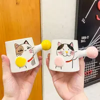 Toptan eko dostu toplu japon tarzı sevimli kedi desen kahve kupaları Logo ile toplu noel kupalar çömlek fincan seramik