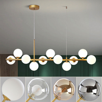 Salon Lustre Lustres Lampe Boule De Verre Led Lustre Moderne Pendentif Lumière Or Nordique Fer Conception G9 De Luxe