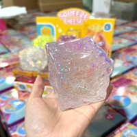 Bâton de beurre de fromage souple et transparent avec ruban pailleté, jouet anti-stress en TPR pour enfants et adultes