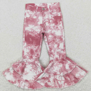Pantalones Acampanados de Moda para Niña, Primavera-Otoño, con Estampado Tie-Dye, Cintura Ajustable y Bolsillos, Venta al por Mayor - Product Image 4