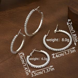 Pendientes de Aro con Diamantes Completos Estilo Europeo Americano, Pendientes Largos de Temperamento Exagerado para Mujer a la Moda - Product Image 2