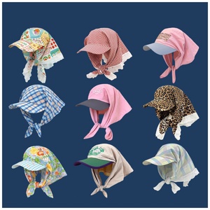 Pañuelo para la cabeza con lazo frontal para mujer, sombrero de sol de verano, pañuelo triangular a cuadros estilo campestre, gorra de béisbol, para viajes, playa, vacaciones, actividades al aire libre, para niña - Product Image 1
