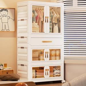 Bacs <span class=keywords><strong>de</strong></span> rangement <span class=keywords><strong>de</strong></span> vêtements en plastique pliables couvercles roues pliable placard organisateur boîte <span class=keywords><strong>de</strong></span> rangement maison pliable placard boîte boîtes - Product Image 4