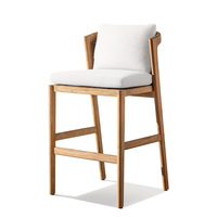 Ensemble de table et chaises de bar de luxe en teck résistant aux intempéries, avec tabourets de comptoir en rotin PE, pour hôtel, piscine, villa, cour.