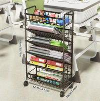 Chariot de rangement mobile incliné sur roulettes pour livres, idéal pour la salle de classe et le bureau, en métal, pour optimiser l'espace