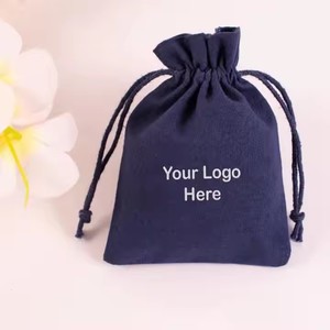 Custom Logo Cotton Velvet Drawstring <b>Small</b> Snap Packaging Pouch Microfiber Bag Wholesale Travel Jewelry Bags for Women - Product Image 3