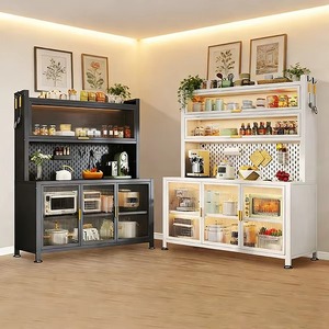 Customized Steel Dustproof Microwave Oven Kitchen <strong>Cabinet</strong> Shelf <strong>White</strong> Sideboard Household Kitchen <strong>Storage</strong> Organization <strong>Cabinets</strong> - Product Image 4