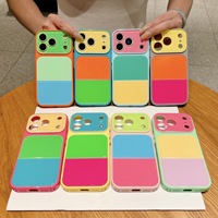 Coque de téléphone tendance color-block pour iPhone 18/17 Pro Max avec grande découpe pour objectif, patchwork coloré, antichoc, couleur bonbon, pour 16 Pro