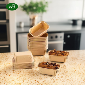 VVG Manufacture Non Stick Rolled Rim Grease Proof <strong>Mini</strong> Rectangle Paper Loaf <strong>Tray</strong> Kraft Paper Cupcake Mold - Product Image 2