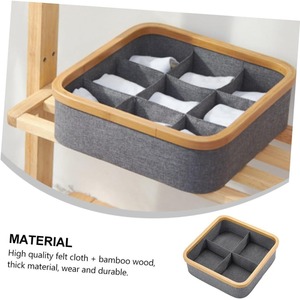 Four Compartment <b>Storage</b> Basket Oxford Cloth Square Desktop <b>Drawer</b> Organizer For Underwear Socks Cosmetics Bamboo Frame - Product Image 4