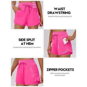 Pantalones Cortos Deportivos 2 en 1 para Mujer FOXA, Cintura Alta, con Cordón Ajustable, Bolsillos, Secado Rápido, Spandex y Poliéster - Product Image 3