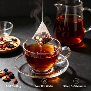 ชาพรีเมียมโสมห้าสมุนไพร MWTEA ชาบำรุงกำลังสำหรับผู้ชาย บำรุงไต ด้วยมาคา โกจิเบอร์รี่ พุทราแดง ปราศจากน้ำตาล บรรจุในถุงชาแบบ OEM - Product Image 4
