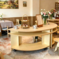 Table d'îlot demi-courbe mobile, table de présentation, établi circulaire, table de vente au détail en bois, table de café, pour salon de thé, occasion