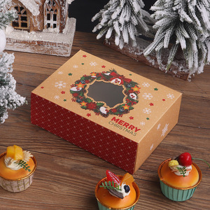 Boîte à donuts et cupcakes de Noël pour dropshipping Shopify avec fenêtre transparente, emballage de pâtisserie réutilisable et refermable - Product Image 4