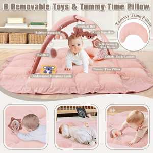 Tapis d'éveil pour bébé, convertible, rembourré, avec jouets suspendus - Product Image 3