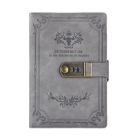 Carnet de notes A5 rétro européen gaufré en cuir PU avec serrure à code à 3 chiffres, journal intime verrouillable pour cadeau d'affaires