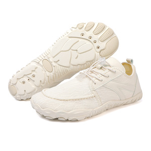 White <b>Canvas</b> Lace-up Walking Shoes With Black Logo Breathable <b>Round</b> Toe Rubber Outsole All Seasons Style - Product Image 2