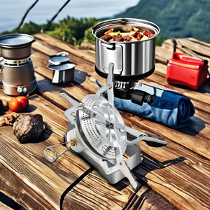 ポータブルキャンプガスストーブバーナー、省スペースミニストーブバーナー、アウトドアキャンプ用クックトップポケットガスバーナー - Product Image 4