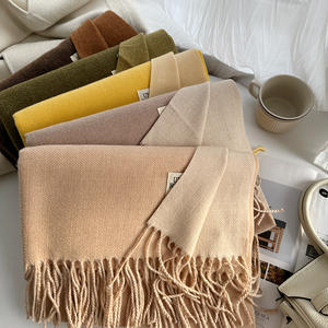 320g カスタム卸売 ポリエステル製フェイクカシミヤスカーフ プリントロゴ入り 暖かいショール 法人ギフトやチームイベント向け 大量注文 OEM対応 - Product Image 1