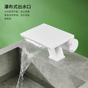 White Single Handle Basin Faucet <b>Deck</b> Mounted Modern Ceramic Valve Core For Bathroom Sink - Product Image 1