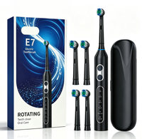 Sikat Gigi Elektrik Berputar Eisler E7 OEM, Dapat Diisi Ulang, 5 Mode IPX7 Bulu Sedang dengan 4 Kepala Pengganti & Kotak Perjalanan
