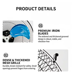 <span class=keywords><strong>Ventilateur</strong></span> sur pied industriel 3 en 1 de 18 pouces avec un puissant moteur de grande taille et des pales en fer, grille de sécurité, base stable de 4,5 kg - Product Image 2