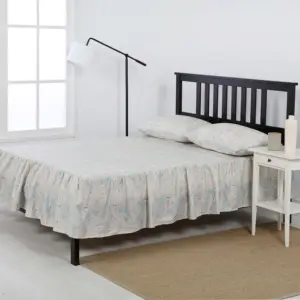 Set gonna letto 100% lino Set gonna letto matrimoniale in cotone stampato con federe