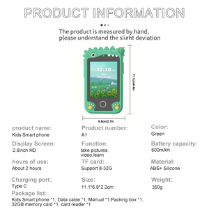 Jouet de téléphone intelligent pour enfants de style dinosaure, capteur CMOS, mini caméra photo, écran de 2,4 pouces, enregistrement vidéo grand angle de 180 degrés, apprentissage et jeu - Product Image 5