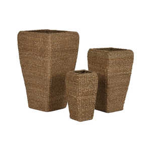 Set di 3 Vasi in Metallo e Erba Marina 40X40X70 Naturale - Product Image 2
