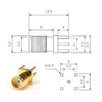 Conector Hembra SMA Chapado en Oro BWSMA-KE-P001, 1.6mm, Montaje Recto con Borde para Soldar, Gran Venta