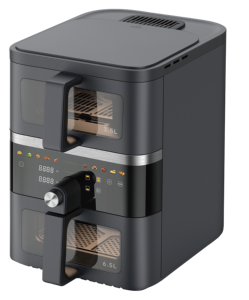 Friteuse à <span class=keywords><strong>air</strong></span> double compartiment 10L ETL/CE/CB 1800W avec contrôle indépendant de la température et de la minuterie ETL/CE/CB, écologique - Product Image 1