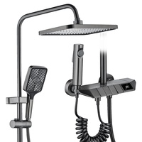 Ensemble de douche carré en cuivre brossé pour salle de bain, contrôle de température constant, affichage numérique intelligent, jet massant, moderne