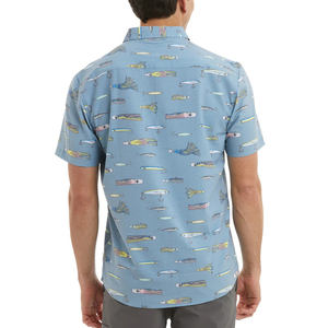 Chemise de pêche entièrement boutonnée en nylon recyclé sublimé Brandsun, avec fermeture à boutons perlés et impression intégrale motif poisson, personnalisable. - Product Image 2