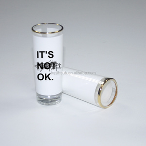 Verre à shot vierge Topjlh 3oz pour sublimation avec bord doré, surface lisse personnalisable pour dégustation de vin, whisky et bière - Product Image 5