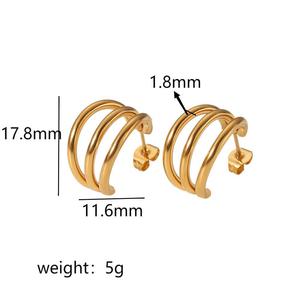 Pendientes Geométricos en Forma de U, Acero Inoxidable Chapado en Oro de 18K, Joyería de Moda para Uso Diario de Mujer - Product Image 2