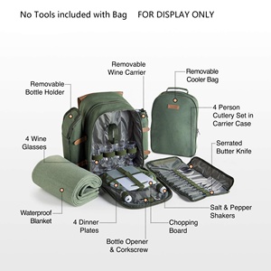 <span class=keywords><strong>Zaino</strong></span> da Picnic di Lusso per 4 Persone in Tela, Impermeabile e Isolato, con 4 Scomparti e Portabottiglie Rimovibile - Product Image 2