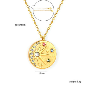 Colgante de estrella de ocho puntas, collar de cristal chapado en oro de 18mm, accesorio de regalo de joyería de moda para mujer - Product Image 1