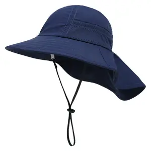 Cappello estivo nuovo con scialle visiera parasole per bambini cappello da pescatore per bambini con protezione solare in rete traspirante leggera
