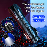 Lampe de Poche Tactique Sans Flamme Coupe-Vent Faire Feu Double Arc Plasma Briquet Électrique Allumer Cigarette USB Survie Gear Torche