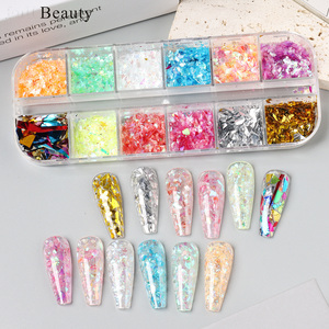 Pegatinas de Lentejuelas Decorativas para Uñas, 12 Colores Aurora, Papel Brillante, Accesorios de Lujo para Manicura, Decoración de Uñas 3D de Plástico, Adhesivos <span class=keywords><strong>OYS</strong></span> - Product Image 1